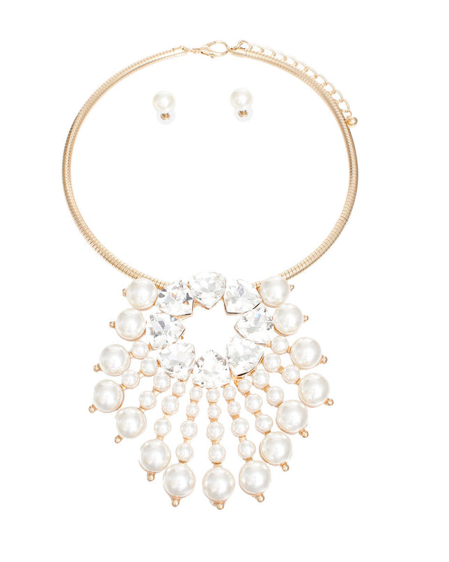 Gold Collar and Sunburst Pearl Necklace