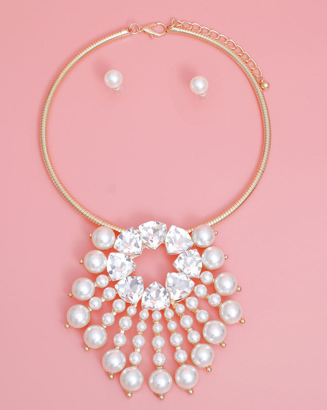 Gold Collar and Sunburst Pearl Necklace