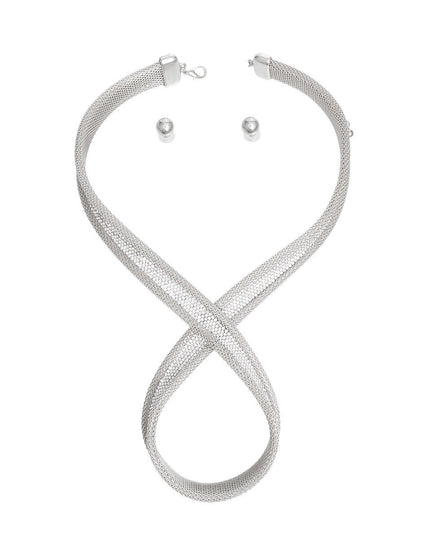 Silver Mesh Infinity Choker Set