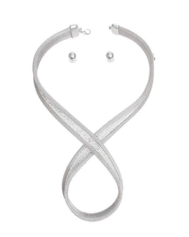 Silver Mesh Infinity Choker Set