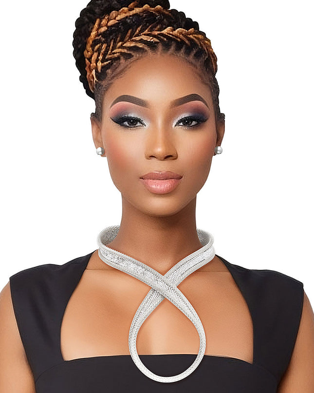Silver Mesh Infinity Choker Set