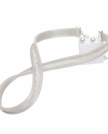 Silver Mesh Infinity Choker Set