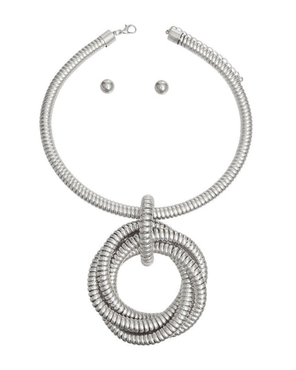 Silver Coiled Ring Collar Set