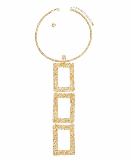 Pendant Necklace Long Gold Geo Wire Set for Women