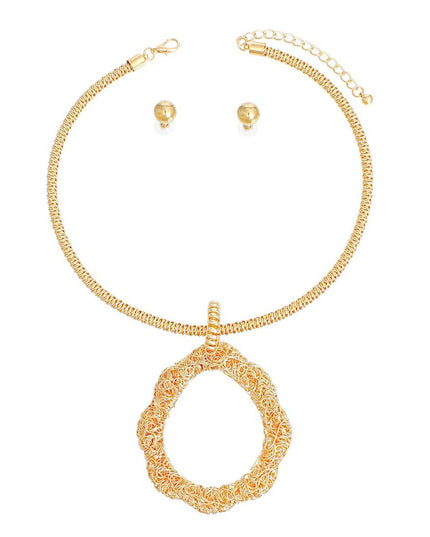 Pendant Necklace Gold Wire Teardrop Set for Women