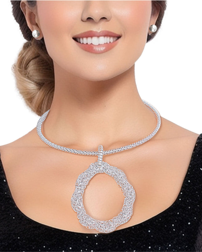 Pendant Necklace Silver Wire Teardrop Set Women
