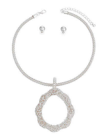 Pendant Necklace Silver Wire Teardrop Set Women