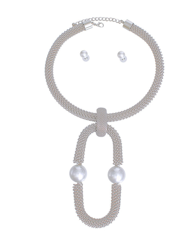 Necklace Silver Woven Mesh Rigid Collar for Women