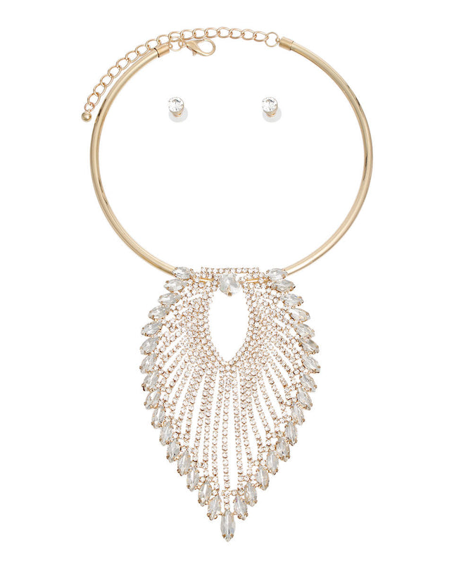 Gold Leaf Pendant Collar Set