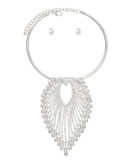 Silver Leaf Pendant Collar Set