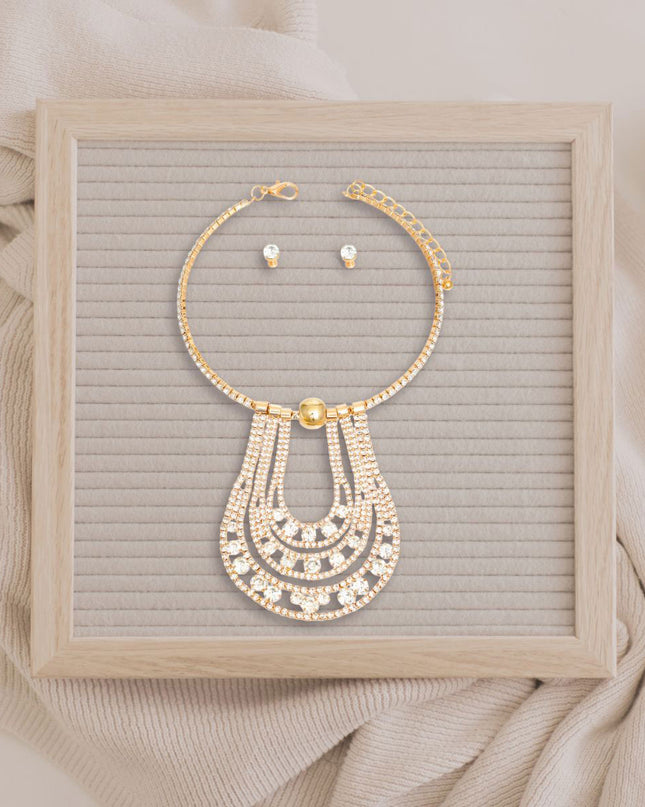 Luxury Gold Pave Choker Set