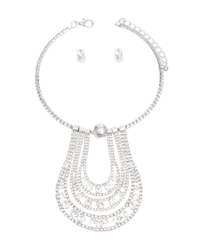 Luxury Silver Pave Choker Set