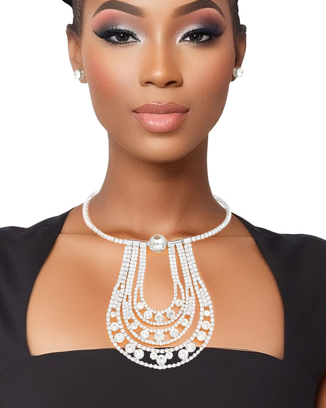 Luxury Silver Pave Choker Set