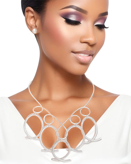 Necklace Silver Looped Cable Collar for Women