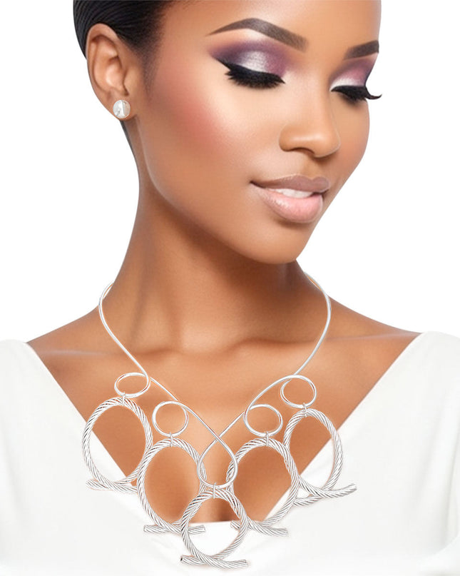 Necklace Silver Looped Cable Collar for Women