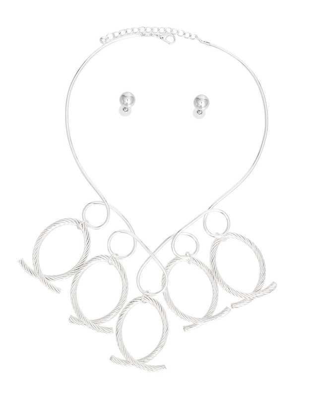 Necklace Silver Looped Cable Collar for Women