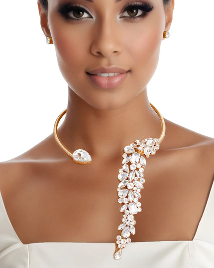 Necklace Gold Crystal Drop Choker for Women