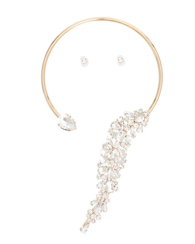 Necklace Gold Crystal Drop Choker for Women