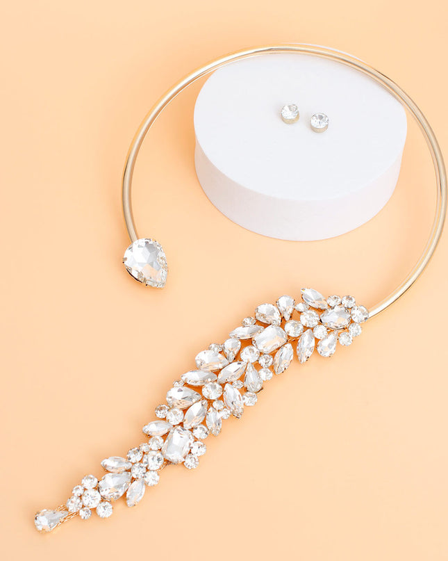 Necklace Gold Crystal Drop Choker for Women