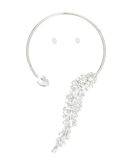 Necklace Silver Crystal Drop Choker for Women