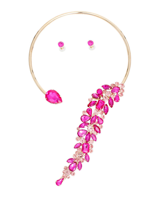 Necklace Fuchsia Crystal Drop Choker for Women