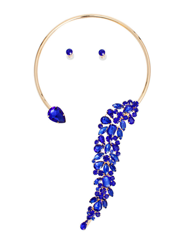 Necklace Royal Blue Crystal Drop Choker for Women
