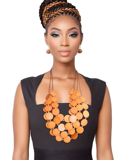 Bead Necklace Brown Long Layer Set for Women