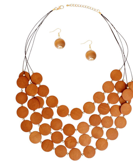 Bead Necklace Brown Long Layer Set for Women