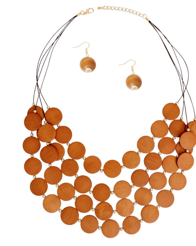 Bead Necklace Brown Long Layer Set for Women