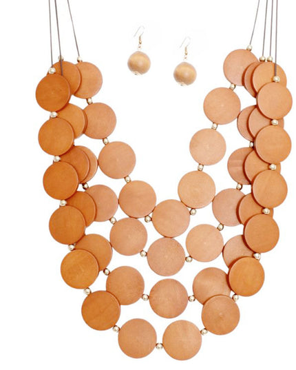Bead Necklace Brown Long Layer Set for Women