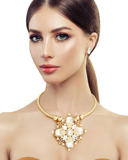 Gold Filigree Crystal Flower Set