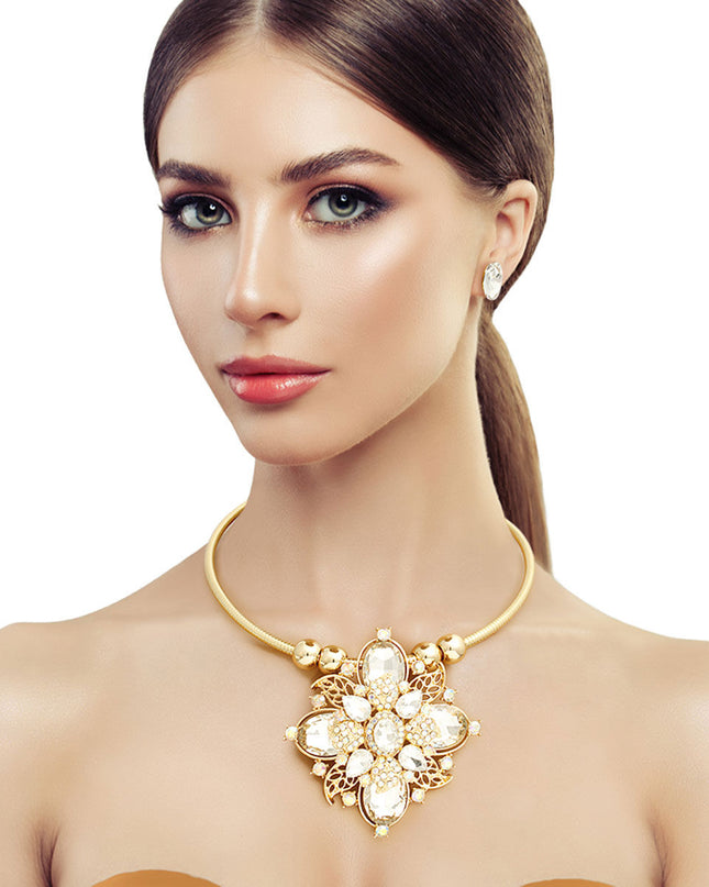 Gold Filigree Crystal Flower Set
