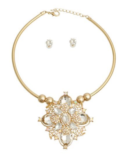 Gold Filigree Crystal Flower Set