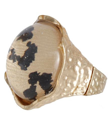 Round Leopard Cocktail Ring