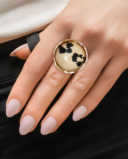 Round Leopard Cocktail Ring
