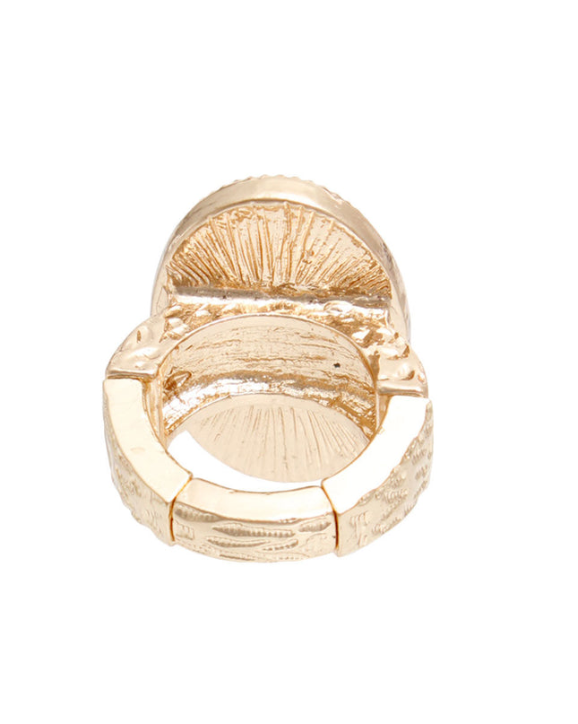 Ring Gold Pearl Oval Cocktail Ring for Women
