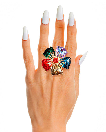 Multi Color Daisy Crystal Ring