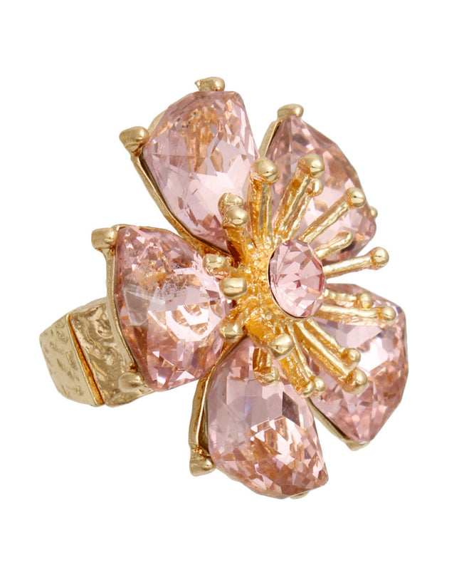 Pink Crystal Daisy Ring