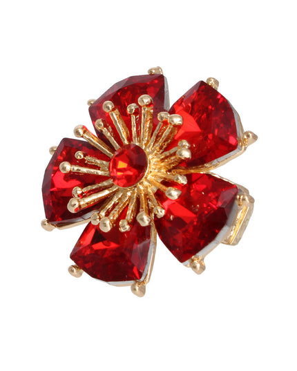 Red Daisy Crystal Ring