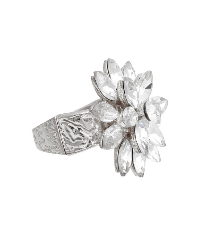 Silver Stacked Marquise Flower Ring