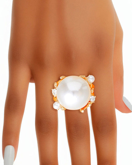 Ring Gold Pearl Branch Cocktail Ring for Women