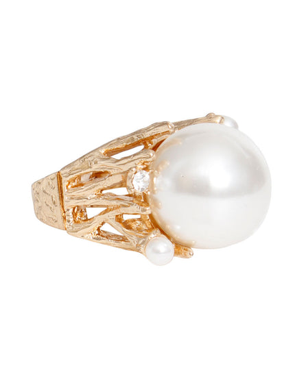 Ring Gold Pearl Branch Cocktail Ring for Women