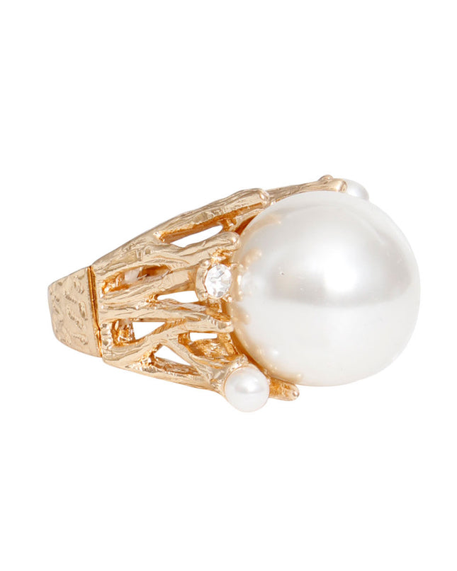 Ring Gold Pearl Branch Cocktail Ring for Women