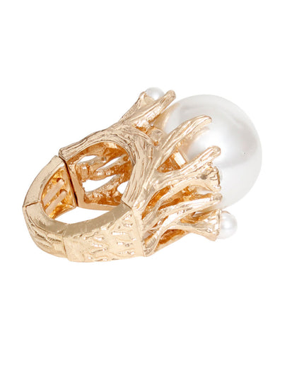 Ring Gold Pearl Branch Cocktail Ring for Women