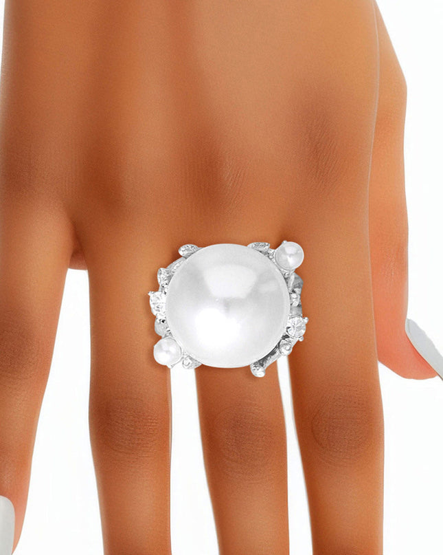 Ring Silver Pearl Branch Cocktail Ring for Women