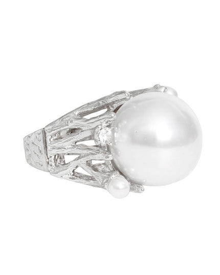 Ring Silver Pearl Branch Cocktail Ring for Women