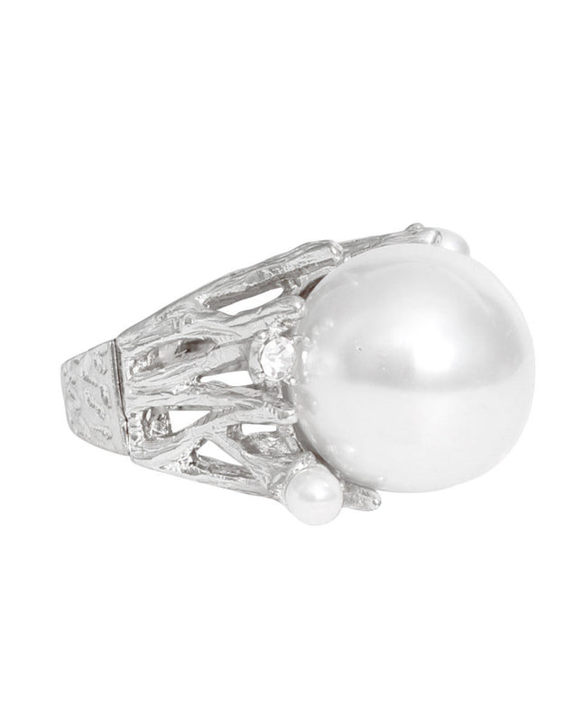 Ring Silver Pearl Branch Cocktail Ring for Women