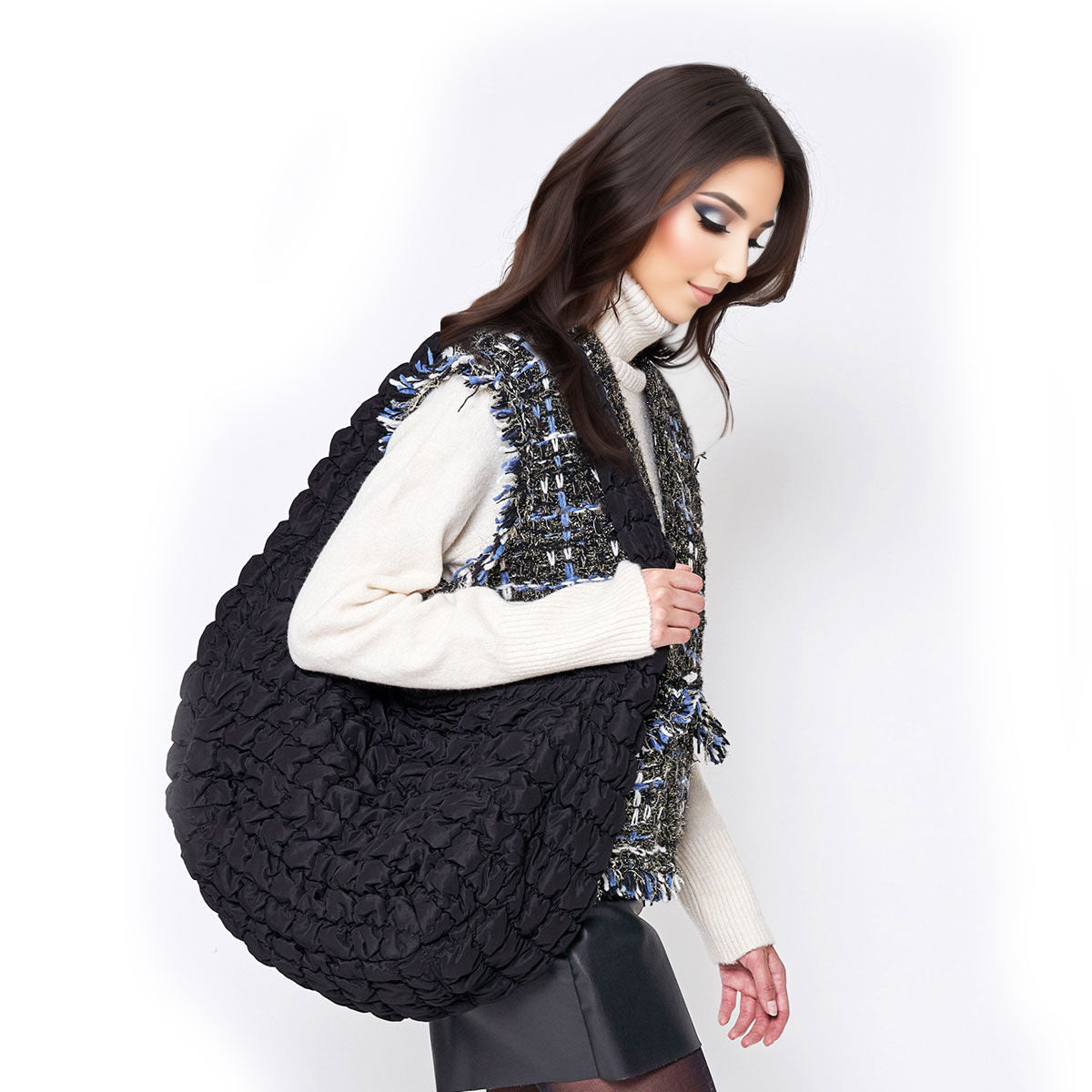 Crossbody Quilted Black Bag for Women