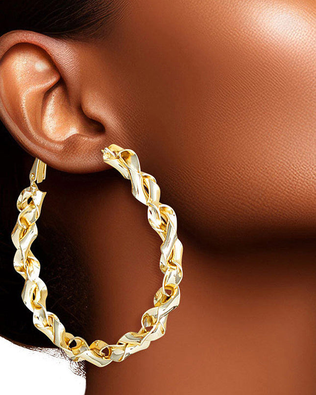 Hoop 14K Gold Medium Twisted Earrings for Women