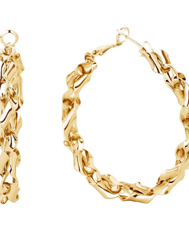 Hoop 14K Gold Medium Twisted Earrings for Women